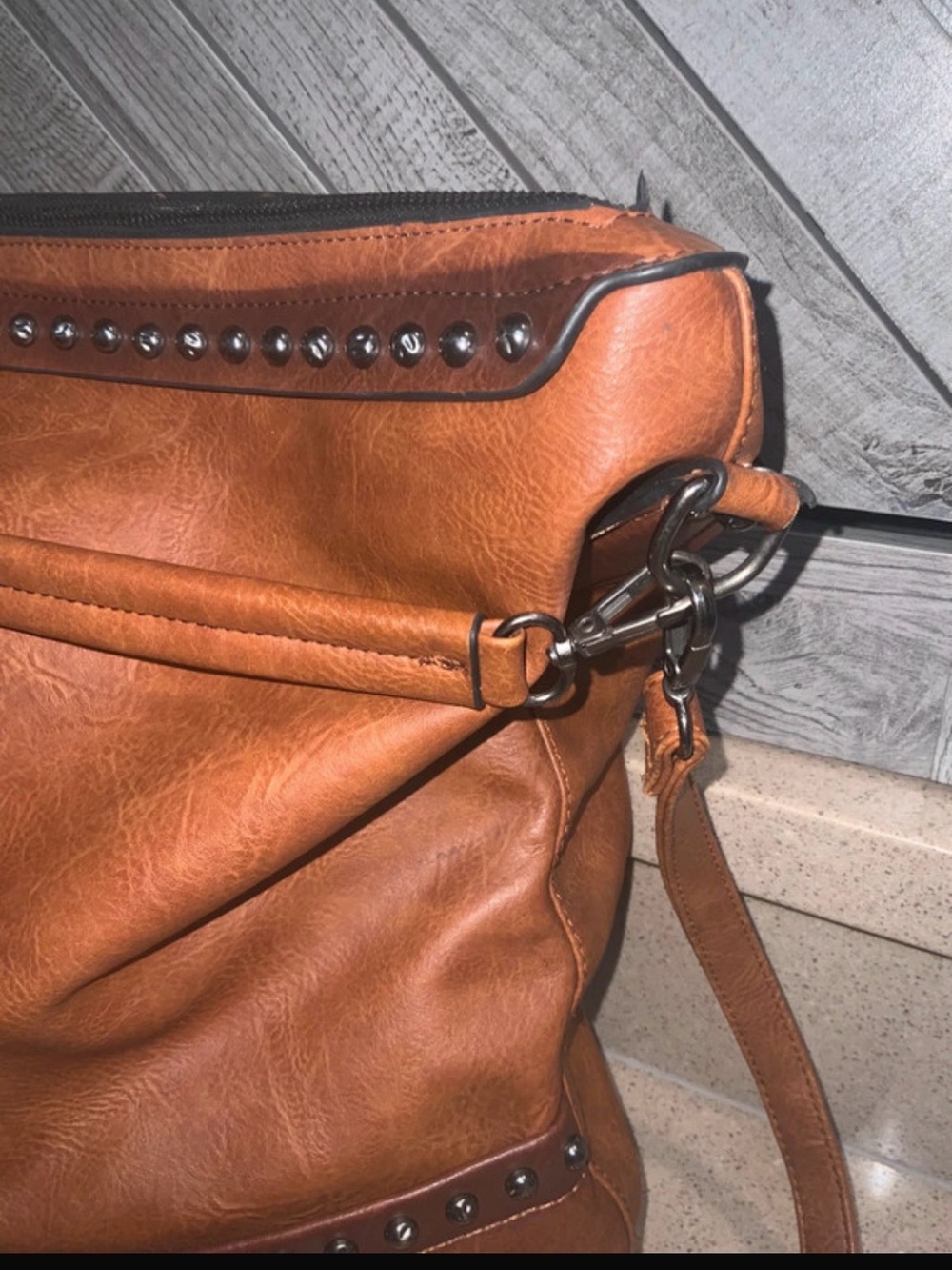 Classic Studded Crossbody Bag - Brown. Very large gorgeous bag. - Picture 3 of 7